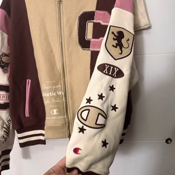 Champion Women's Multicolor Varsity Zip-Up Jacket Size L - Picture 6 of 9